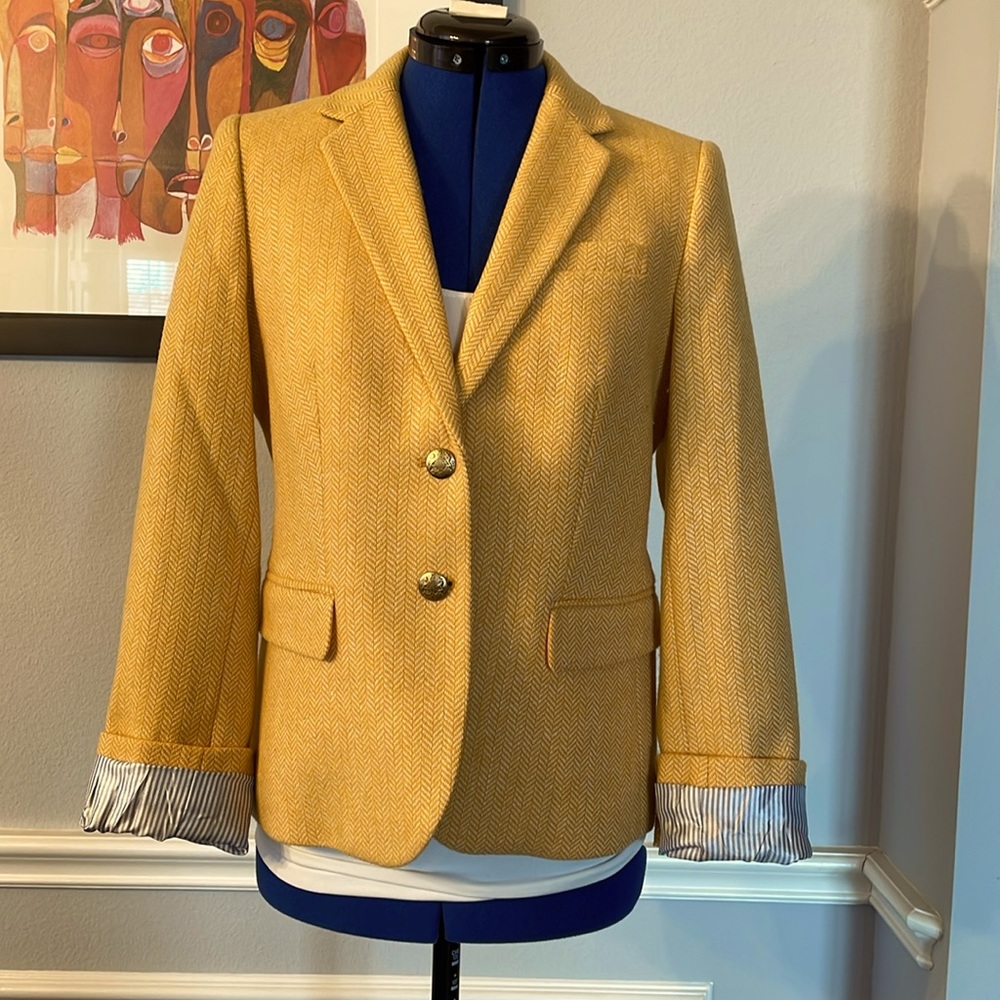J Crew Tweed Blazer in Yellow Size 4.